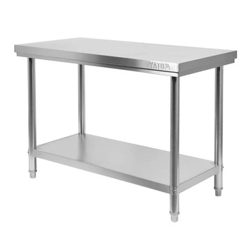 Nerezový centrálny pracovný stôl s policou 120x60x85 cm | YATO YG-09002