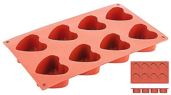 Forma na sušienky srdiečka, silikónová, 8 otvorov 30x17,5 cm | CONTACTO 6648/060