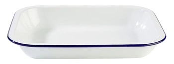 Misa ENAMELWARE, smaltovaná, biela s modrým lemovaním, 28x23x4.5 cm, 1.9 l | APS 40669
