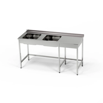Nerezový stôl s 2-komorovým drezom 170x60x85 cm | FORGAST