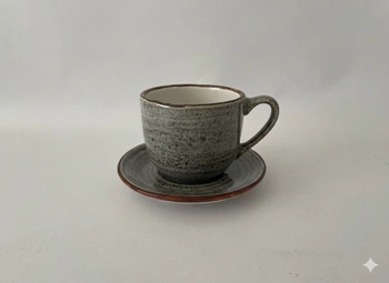 Šálka Bel 280 ml s tanierikom 15 cm Still Rustic sivá | KERA KERAMIKA 2.3.4.RUSTIC SIVÁ