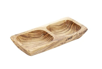 Miska OLIVE z olivového dreva, dvojitá, 17.5x8.5x2.5 cm, 150 ml | APS 1014