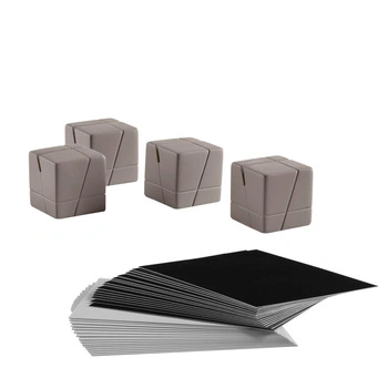 Stojan na kartičky, súprava - 4 stojany a 30 kariet na popis, 3x3x3 cm | APS 71493
