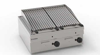 Lávový plynový gril stolový, dvojitý, 13,8 kW, dva rošty po 30x48 cm | TECNOINOX 113032