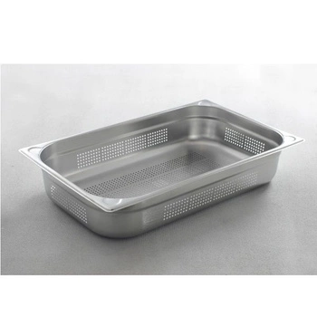 KITCHEN LINE 10 cm hlboký perforovaný hrniec z nerezovej ocele GN 1/1 perforovaný | HENDI 807132