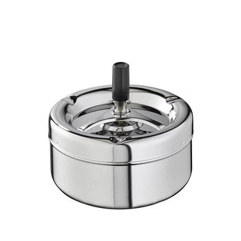 Popolník PUSH s vekom s otočným mechanizmom, nehrdzavejúca oceľ, 13x12 cm | APS 54