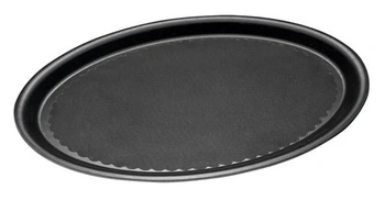 Oválna čašnícka tácka, GRIPZONE, z kompozitu GFK, čierna, 29x21x2 cm | APS 506