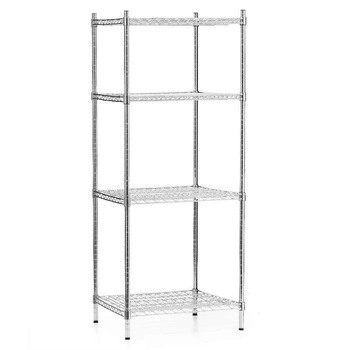 Skladací skladový regál z chrómovanej ocele, 4 police, 61x61x180 cm | FORGAST FG15135