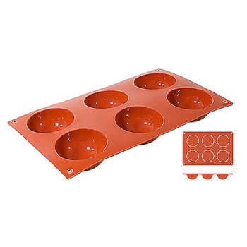Silikónová forma na pečenie polguľe, 6 otvorov s priemerom 7 cm | CONTACTO 6630/076