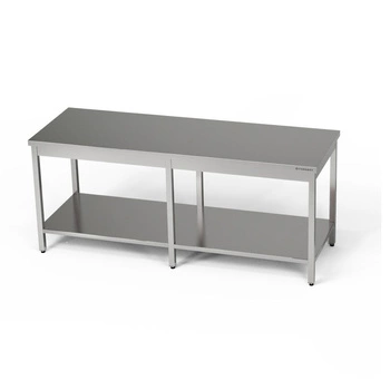 Nerezový centrálny pracovný stôl s policou 250x70x85 cm | FORGAST
