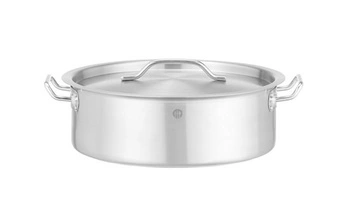 Nízky hrniec s pokrievkou, z nehrdzavejúcej ocele - objem 14,1 l | HENDI 836514