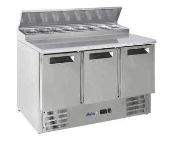Chladiaci stôl 3-dverový šalátový s nadstavbou, 368 l, 8x GN1/6 | HENDI 236239