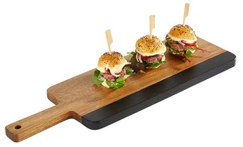 Servírovacia doska ROCKWOOD, s bridlicovým pásom, hnedá, 40.5x13x1.5 cm | APS 867