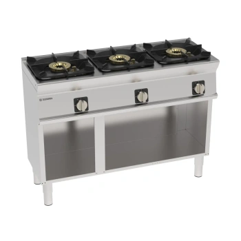 Gastronomický plynový sporák PCHM12FG9/3, Mosaico 74 a 90, 3-horákový hermetický, na otvorenej skrinke, 120 cm, verzia 33 kW | TECNOINOX 313300