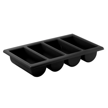 Nádoba na príbor, GN 1/1, polypropylén, čierna, 53x32.5x10 cm | APS 11954