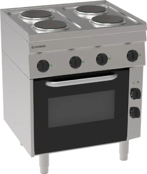 Elektrický sporák 4-horákový s elektrickou rúrou, 8+2,5 kW, 400 V | TECNOINOX 116008