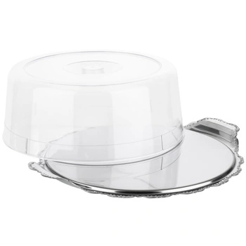 Podnos na koláče a torty BAROCK, 32x12 cm, nehrdzavejúca oceľ, s pokrievkou | APS 653