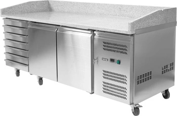 Chladiaci stôl 2-dverový na pizzu so zásuvkami | YATO YG-05310