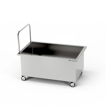 Nerezový 1-komorový mobilný nízky bazén (40 cm hlboký) 110x70x85 cm | FORGAST