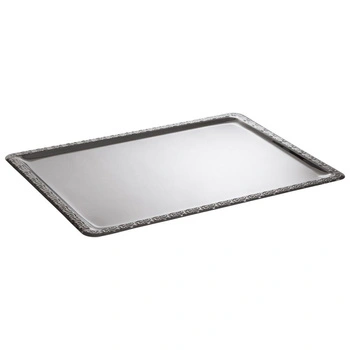 Podnos SCHÖNER ESSEN, s ozdobným okrajom, z nehrdzavejúcej ocele, 63.5x44.5x2 cm | APS 384