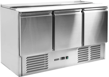 Trojdverový chladiaci stôl na šalát s vekom z nehrdzavejúcej ocele | YATO YG-05290