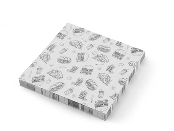 Pergamenový papier so vzorom fast-food, štvorcový | HENDI 678282