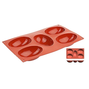 Silikónová forma na pečenie Half Ei, oválna, 5 otvorov s rozmermi 10x7 cm | CONTACTO 6646/100