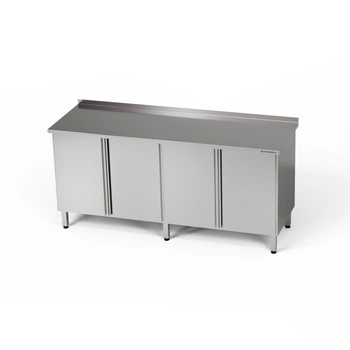 Pracovný stôl z nehrdzavejúcej ocele s 2 skrinkami 260x70x85 cm | FORGAST