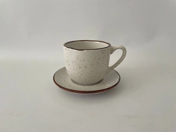 Šálka 280 ml s podšálkou 15 cm Still Rustic krémová | KERA CERAMIKA 2.3.4.RUSTIC KRÉM