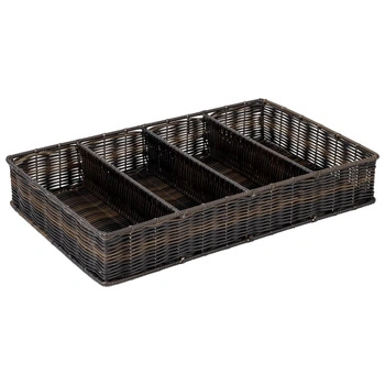 Nádoba na príbory pletená GN 1/1, hnedá, 53x32,5x9 cm | APS 11966