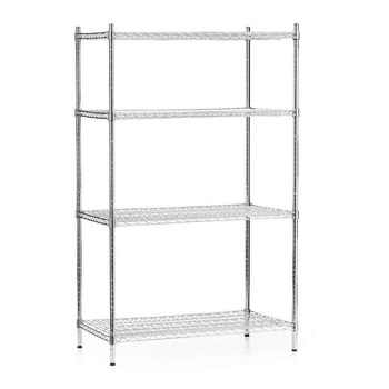 Skladací skladový regál z chrómovanej ocele, 4 police, 91x61x180 cm | FORGAST FG15136