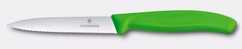 Nôž na zeleninu a ovocie Swiss Classic, zúbkovaná čepeľ, zelený, dĺžka čepele 10 cm | VICTORINOX 6.7734.C1