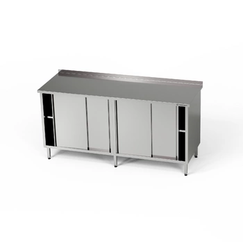 Pracovný stôl z nehrdzavejúcej ocele s 2 skrinkami 280x60x85 cm | FORGAST