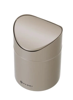 Stolový kôš s výklopným vekom, 1,2 l, béžový, priemer 12 x V 16,5 cm | HENDI 440797