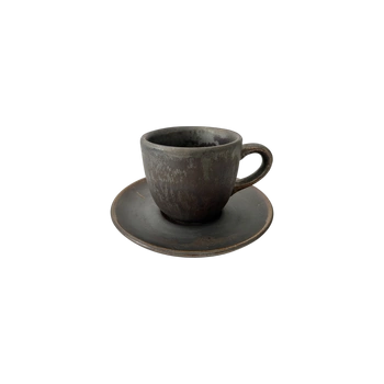 Šálka 200 ml s tanierikom 15 cm Still Cristall hematit | KERA CERAMIKA 2.3.1.HEMATIT