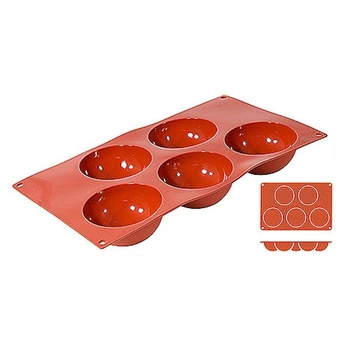 Silikónová forma na pečenie polguľe, 5 otvorov s priemerom 8 cm | CONTACTO 6630/085
