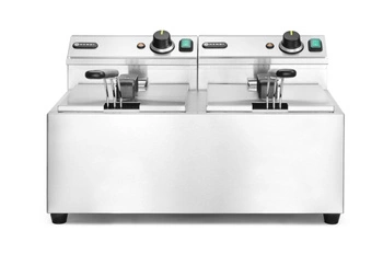Elektrická fritéza 2-komorová, 2x8 l, 2x3,5 kW, studená zóna | HENDI 207307