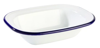 Miska ENAMELWARE, smaltovaná, biela s modrým lemovaním, 18x13,5x4 cm, 350 ml | APS 40668