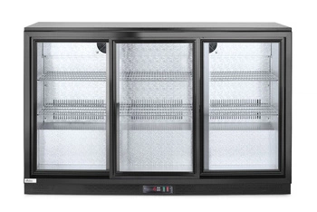 Barová chladnička na nápoje, 3-dverová, 338 l, hliník, čierna, 2-10°C | ARKTIC 235836