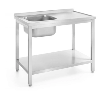 Stôl s umývadlom s 1 miskou a policou | HENDI 812631