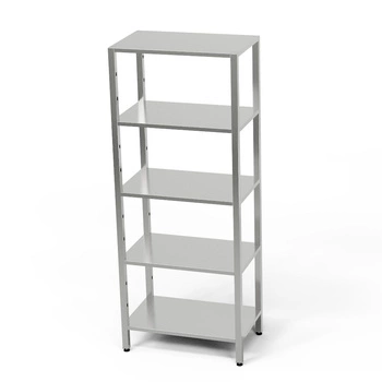 Nerezový regál s 5 policami - 3 nastaviteľné police 80x60x200 cm | FORGAST