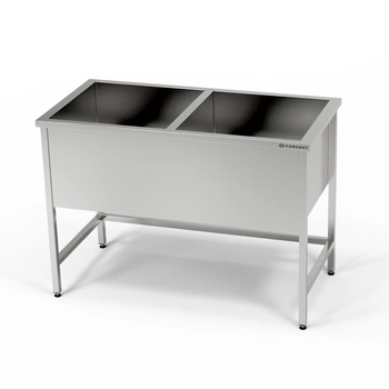 Nerezový 2-komorový bazén (30 cm hlboký) 140x70x85 cm | FORGAST