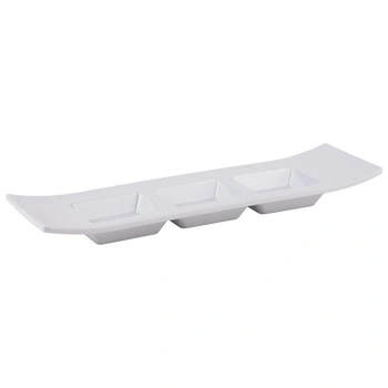 Miska na dipy, trojitá, CASUAL, biela, 29x9x3 cm | APS 84220