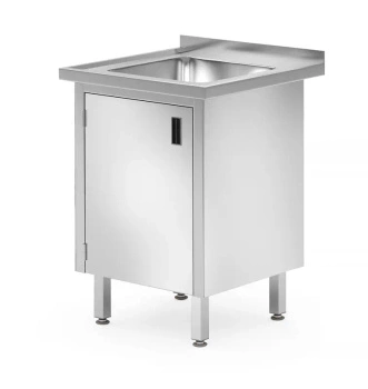 Stôl s umývadlom s 1 miskou a skrinkou, 60x60x85 cm | HENDI 813522