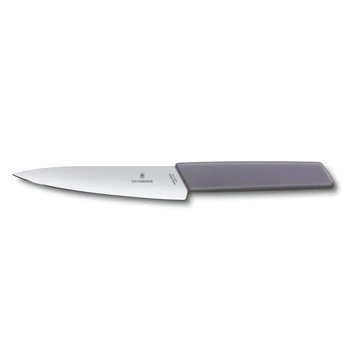 Švajčiarsky moderný kuchynský nôž fialovej farby s dĺžkou čepele 15 cm | VICTORINOX 6.9016.1521B
