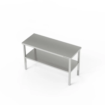 Rozšírenie stola 2 police z nehrdzavejúcej ocele 4 nohy 140x30x60 cm | FORGAST