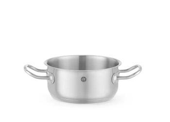 Nízky hrniec z nehrdzavejúcej ocele Kitchen Line, objem 1,5 l, priemer 16 cm, výška 7,5 cm | HENDI 837641
