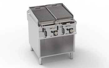Plynový lávový gril s dvoma platňami na otvorenej skrinke 20 kW | TECNOINOX 313208
