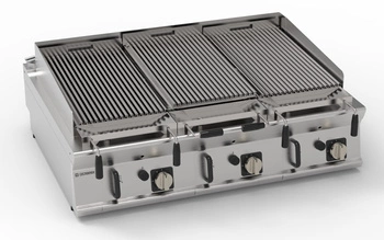 Nastaviteľný plynový lávový gril 30 kW, 3 platne 62 × 36 cm | TECNOINOX 313206
