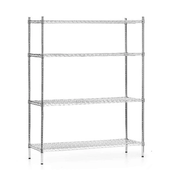 Skladací skladový regál z chrómovanej ocele, 4 police, 122x45,5x180 cm | FORGAST FG15133